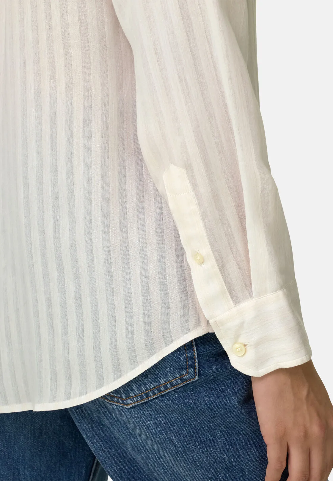 Boggi, Camicia Rigata Collo Aperto, Donna, Sabbia, Taglia: M - immagine 3