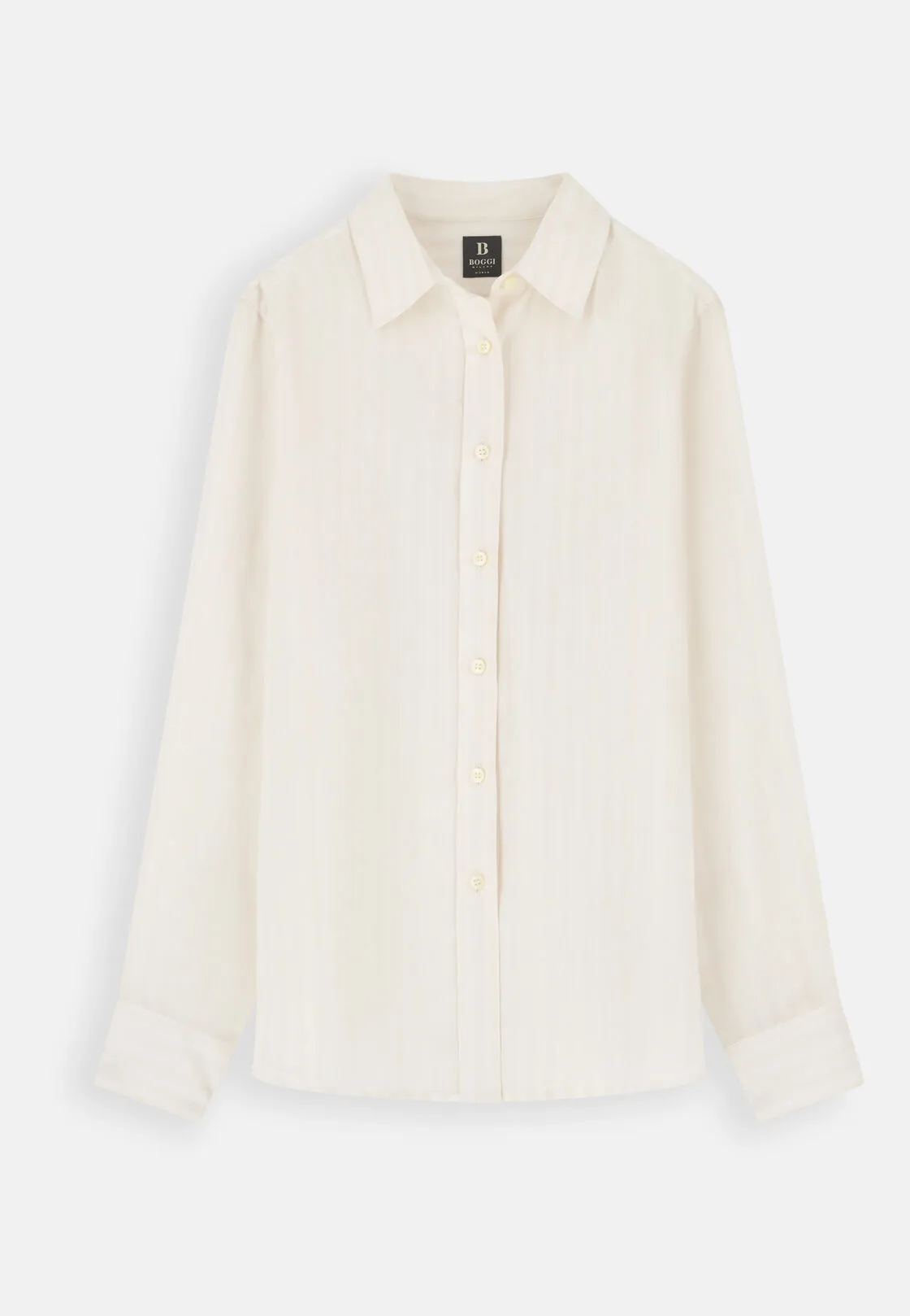Boggi, Camicia Rigata Collo Aperto, Donna, Sabbia, Taglia: M - immagine 5