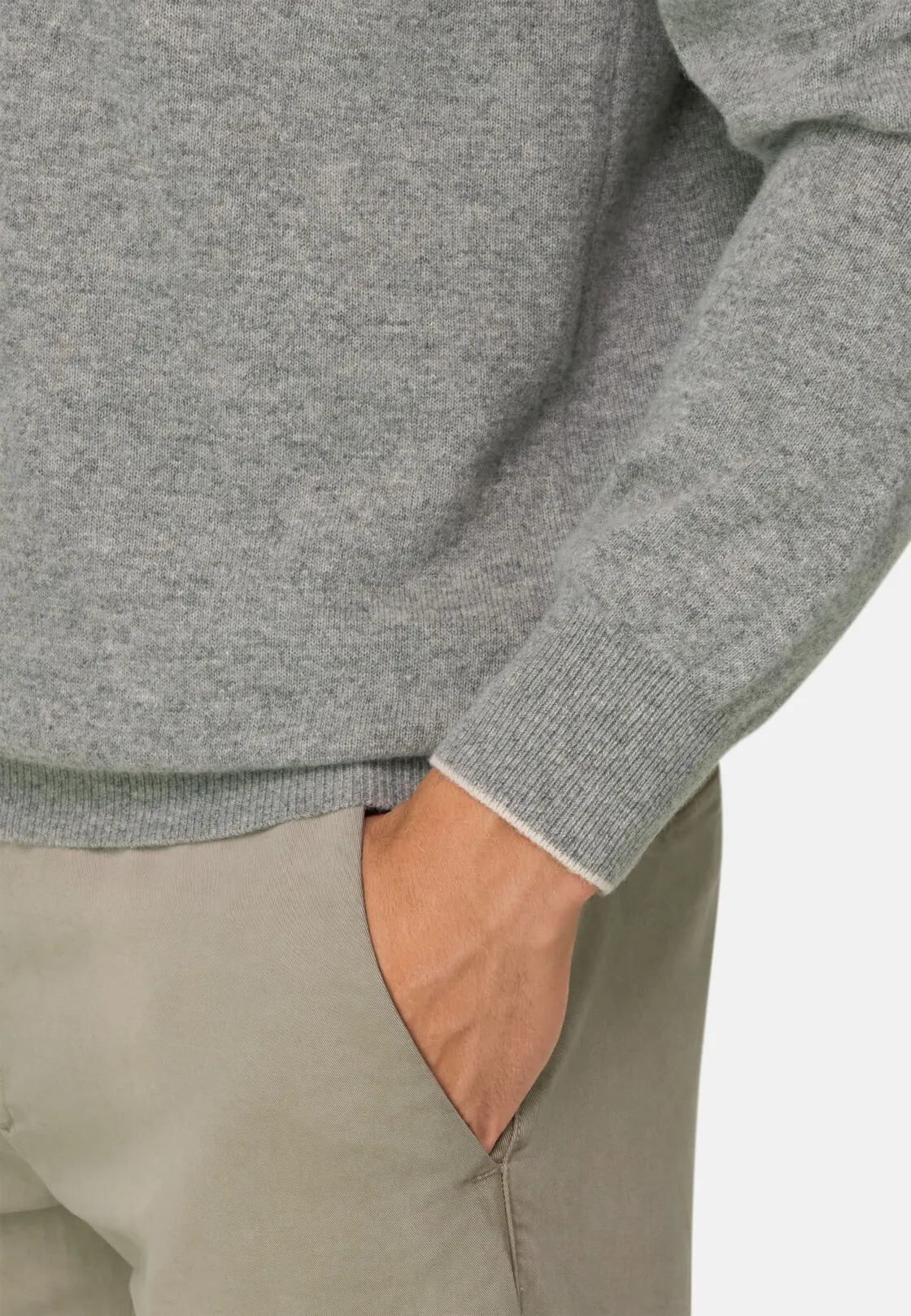 Boggi, Maglia Mezza Zip In Misto Cashmere, Uomo, Grigio, Taglia: XXL - immagine 3