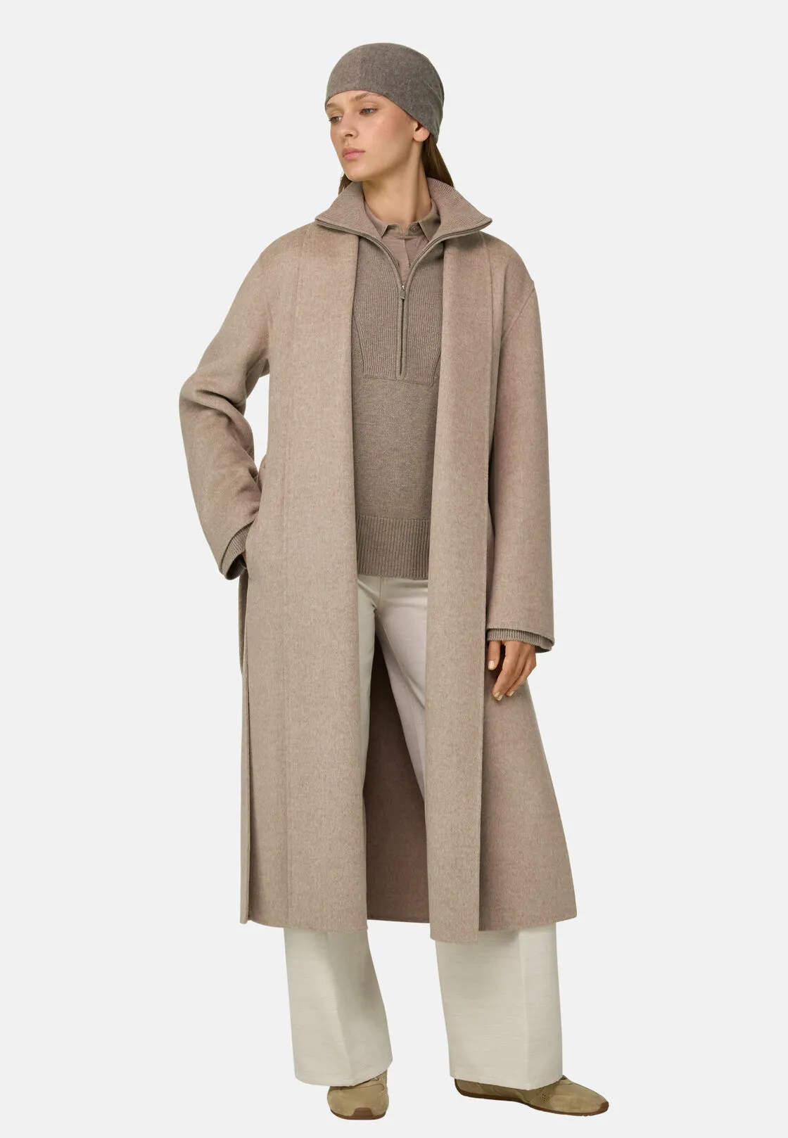 Boggi, Cappotto In Lana Cashmere Monopetto, Donna, Sabbia, Taglia: S - immagine 2
