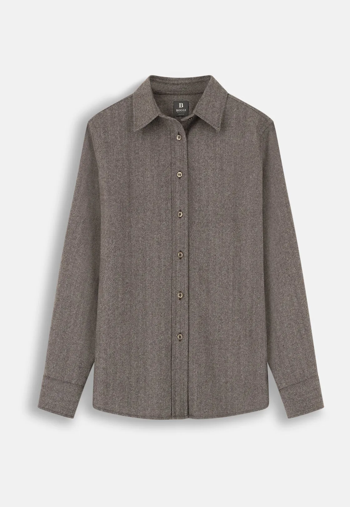 Boggi, Camicia Herringbone Lana, Donna, Taupe, Taglia: L - immagine 5
