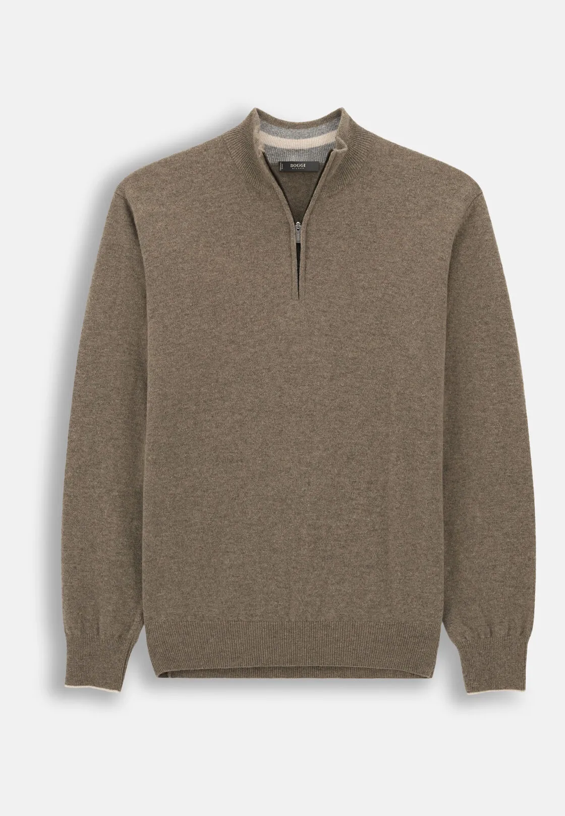 Boggi, Maglia Mezza Zip In Misto Cashmere, Uomo, Taupe, Taglia: XL - immagine 5