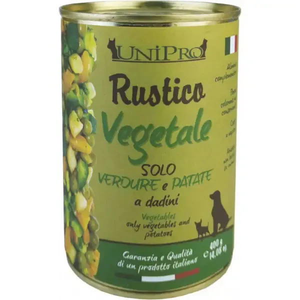 Unipro Rustico Dog Adult 400 gr Vegetale con verdure e patate - confezione da 6 pezzi - Cibo umido per cani - immagine 1