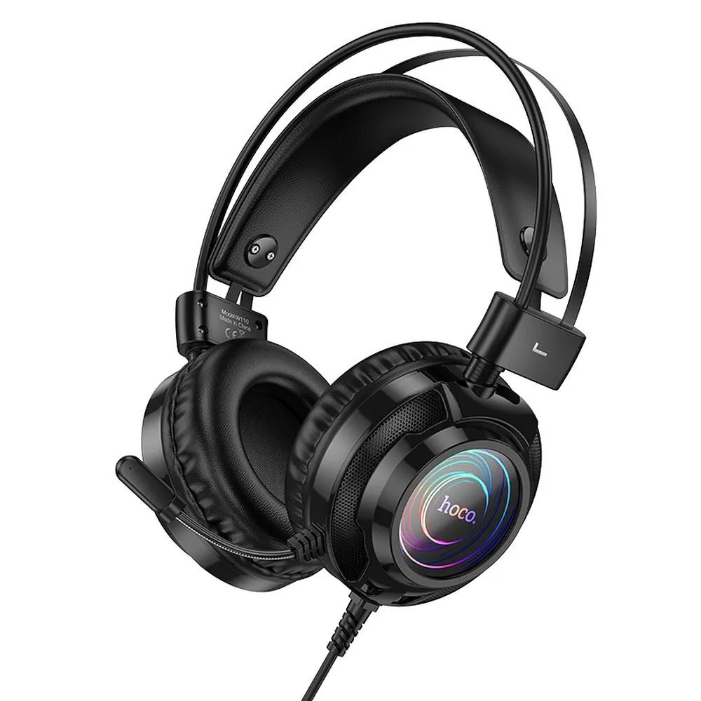 Cuffie Gaming 3.5mm HOCO W110, RGB, Nere - immagine 1