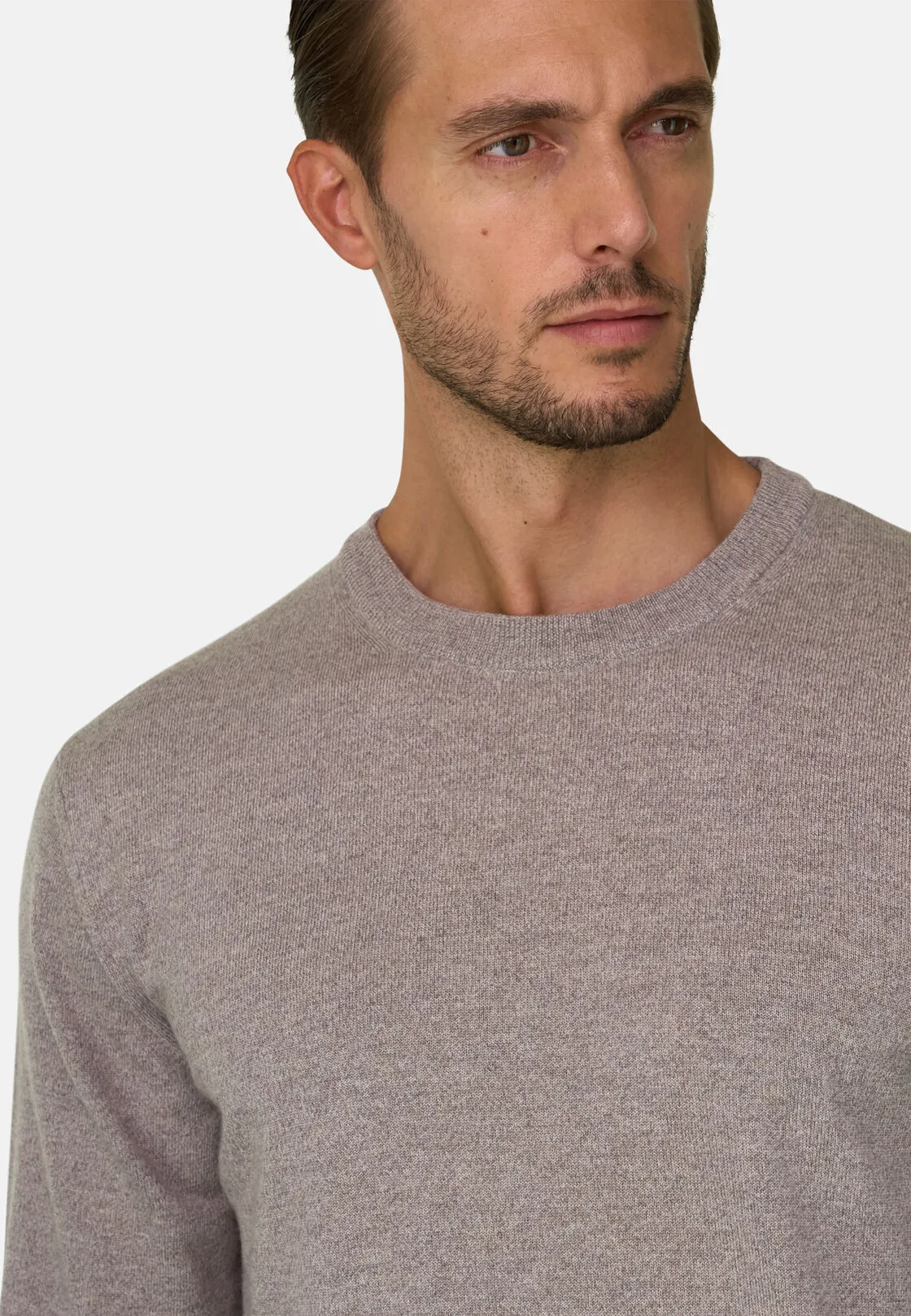 Boggi, Girocollo In Lana Merino Cashwool® Mouliné, Uomo, Sabbia, Taglia: M - immagine 3