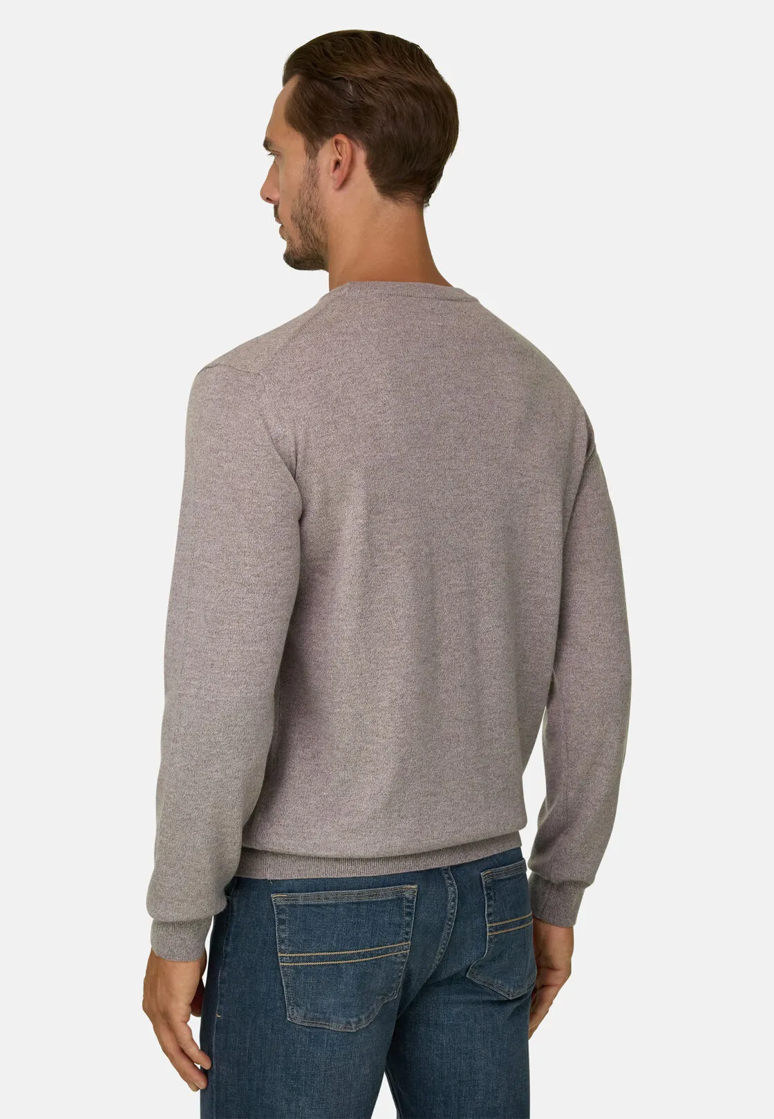 Boggi, Girocollo In Lana Merino Cashwool® Mouliné, Uomo, Sabbia, Taglia: S - immagine 4