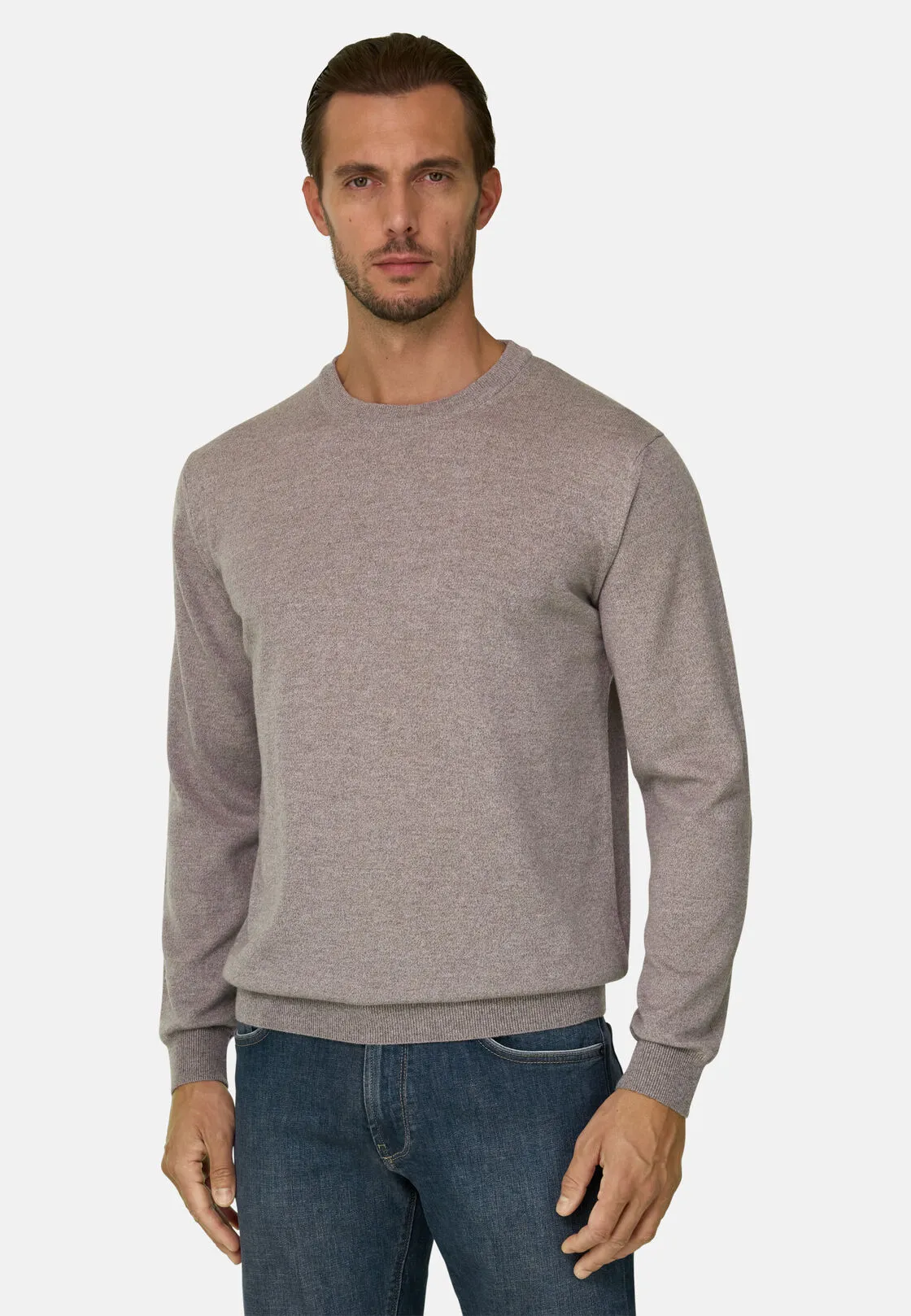 Boggi, Girocollo In Lana Merino Cashwool® Mouliné, Uomo, Sabbia, Taglia: XXL - immagine 1
