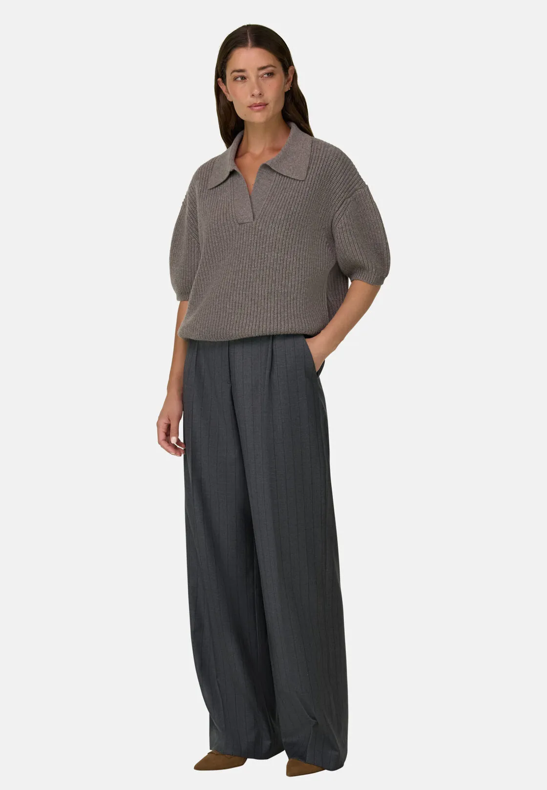 Boggi, Polo In Maglia In Lana E Cashmere, Donna, Taupe, Taglia: L - immagine 2