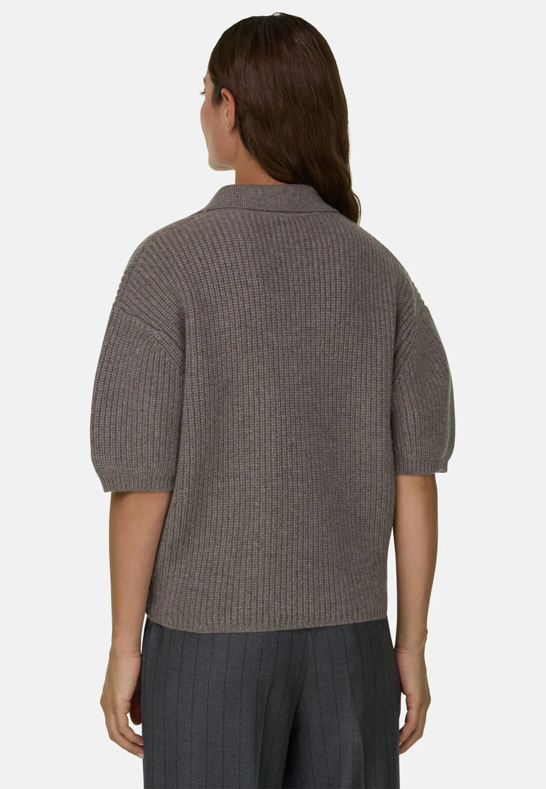Boggi, Polo In Maglia In Lana E Cashmere, Donna, Taupe, Taglia: L - immagine 4