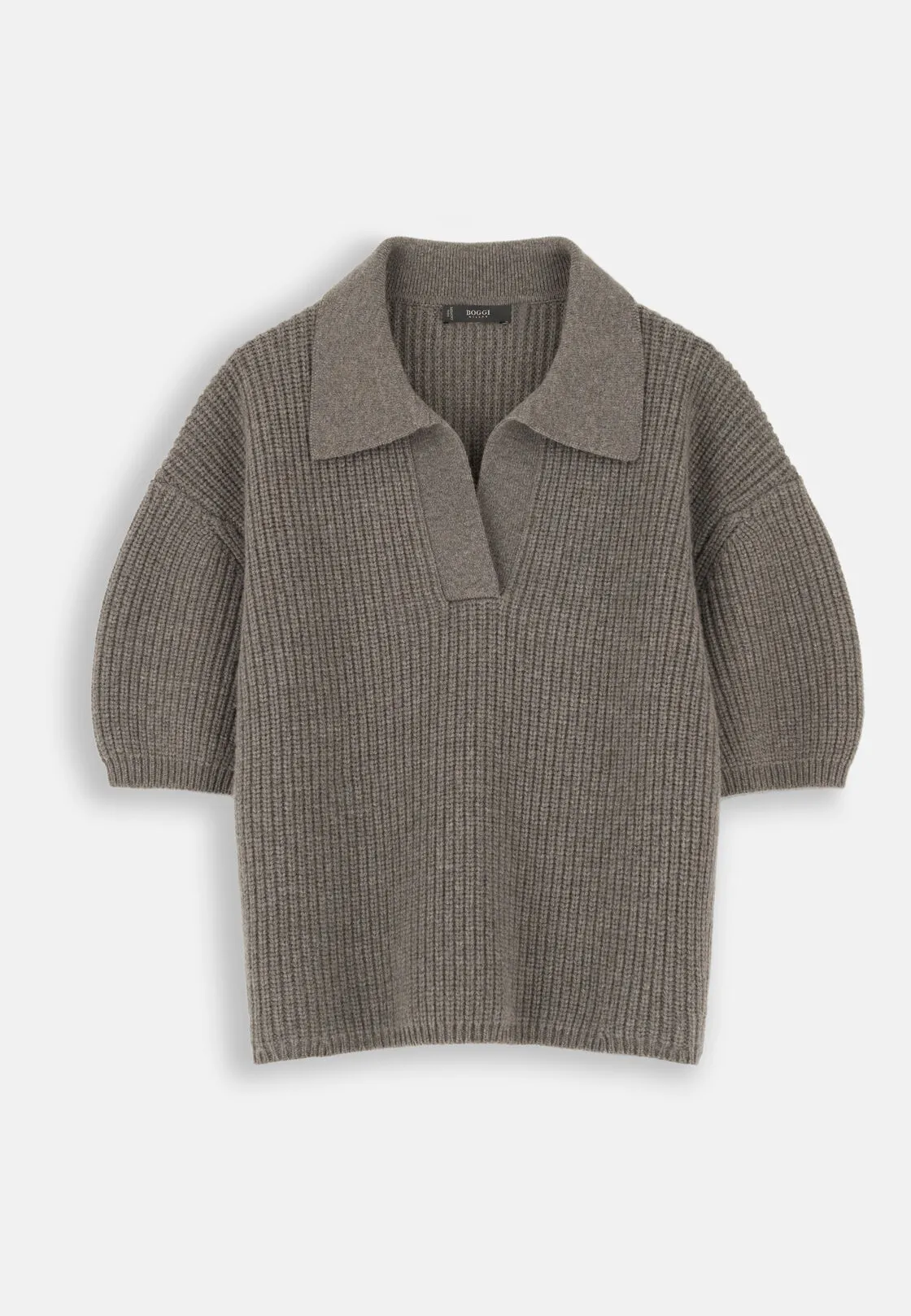 Boggi, Polo In Maglia In Lana E Cashmere, Donna, Taupe, Taglia: S - immagine 5