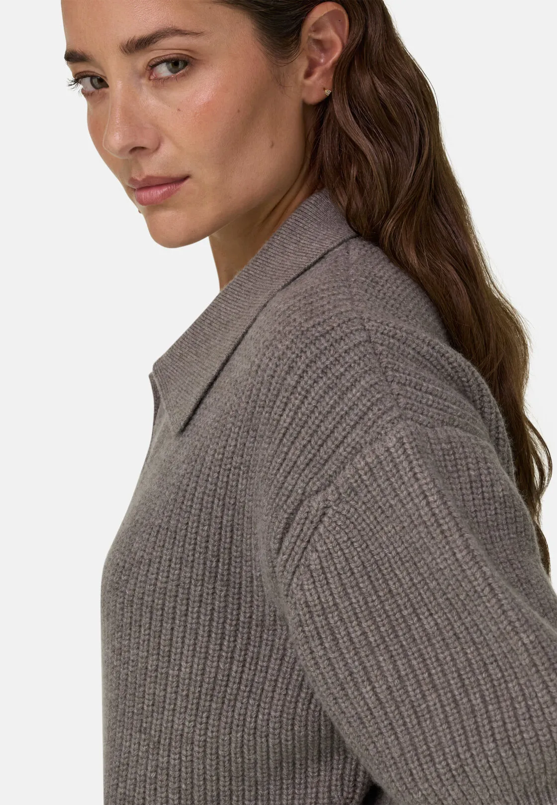 Boggi, Polo In Maglia In Lana E Cashmere, Donna, Taupe, Taglia: XS - immagine 3