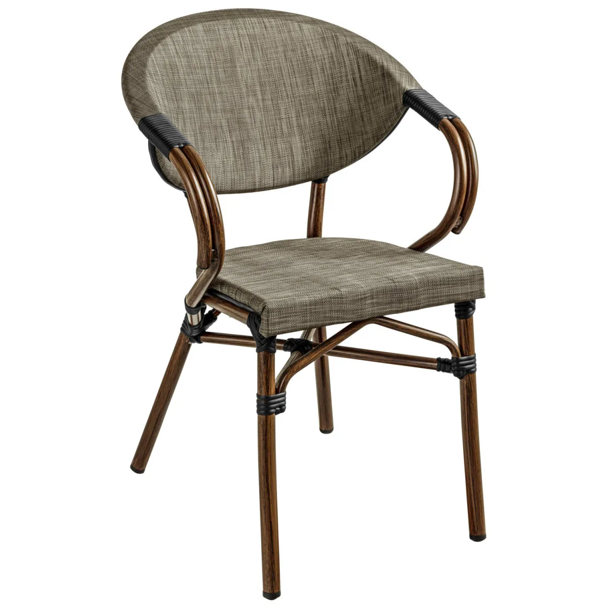 2x VEGA Sedia da esterno impilabile Rimalia con braccioli; 58x56.5x82 cm (LxPxH); seduta grigio melange, struttura marrone; 2 pz. / Pacco - immagine 1