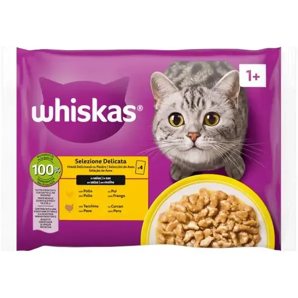 Whiskas ricette in salsa Multipack 4 pezzi da 85 gr Selezione Delicata - immagine 1