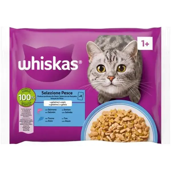 Whiskas ricette in salsa Multipack 4 pezzi da 85 gr Selezione Pesce - immagine 1