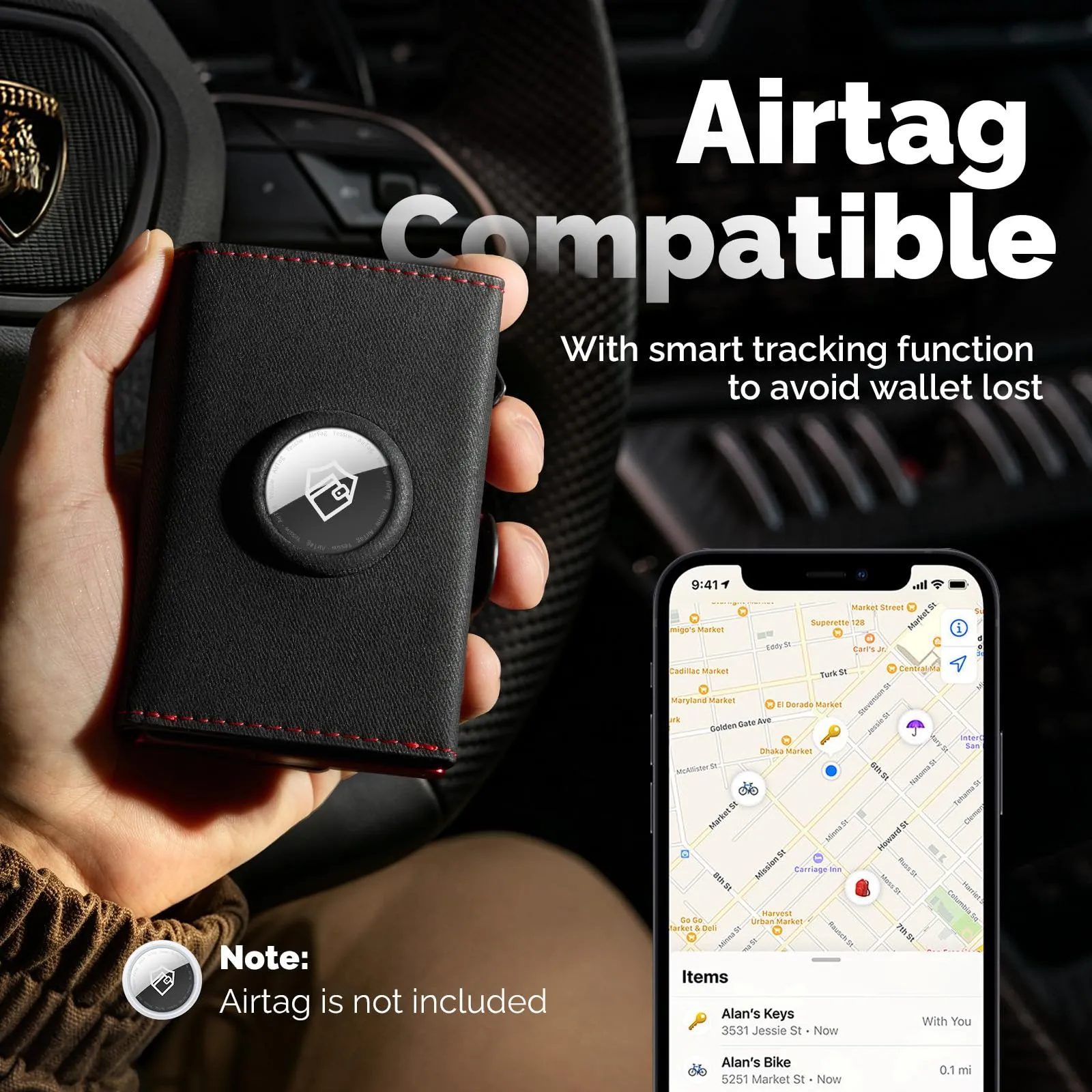 Manmaxim Portafoglio da uomo Airtag Wallet, portafoglio RFID Smart Wallet for Men, compatto Air Tag Portafoglio da uomo per 12 carte, pop-up carte con scomparto portamonete e 2 finestre ID - immagine 7
