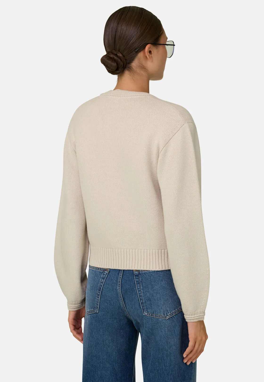 Boggi, Cardigan In Lana Cashmere, Donna, Sabbia, Taglia: M - immagine 4