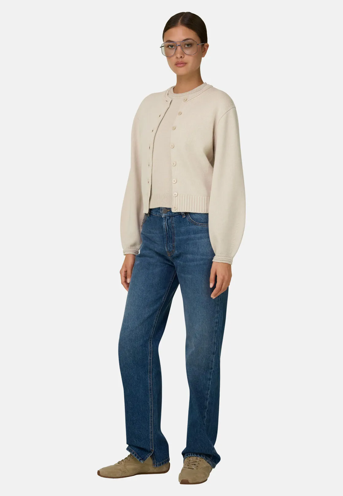 Boggi, Cardigan In Lana Cashmere, Donna, Sabbia, Taglia: S - immagine 2