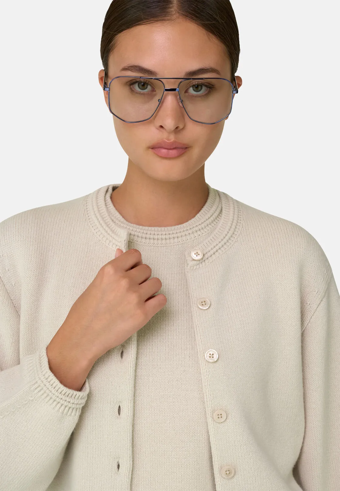Boggi, Cardigan In Lana Cashmere, Donna, Sabbia, Taglia: S - immagine 3