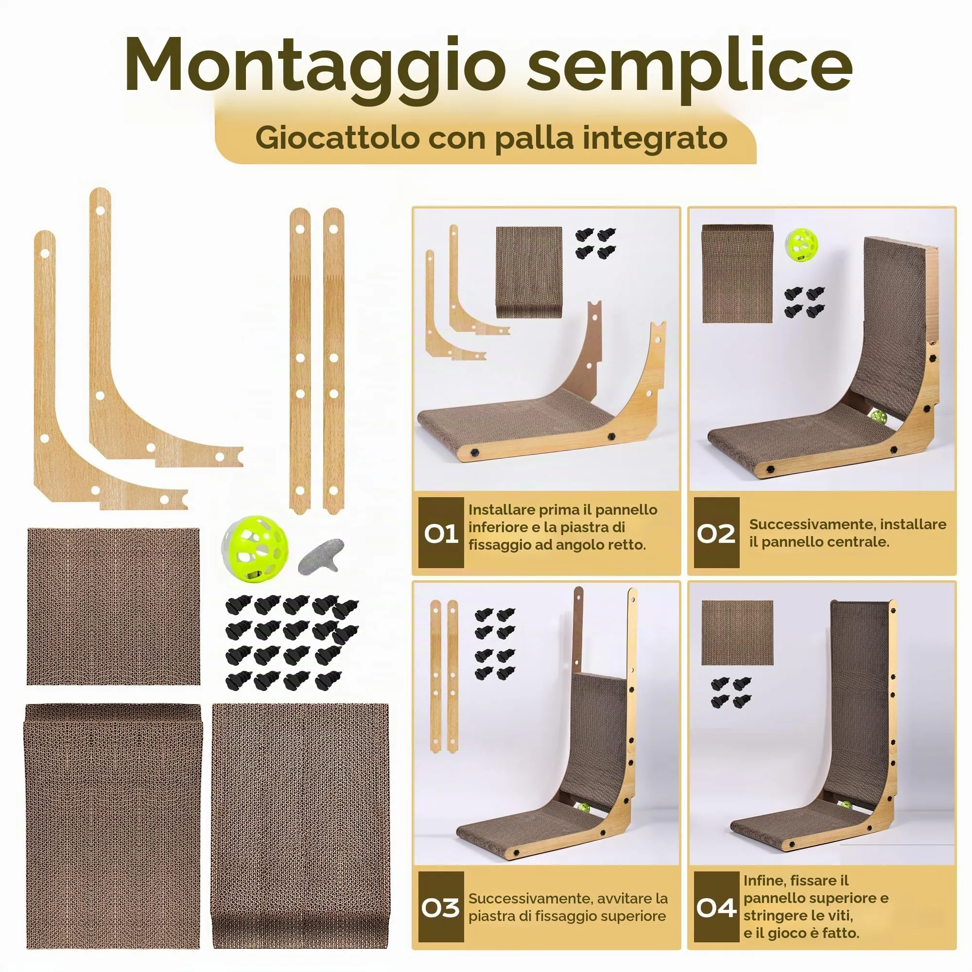 BASVII Tiragraffi per Gatti a Forma di L 68cm Protezione Divano e Parete - immagine 3