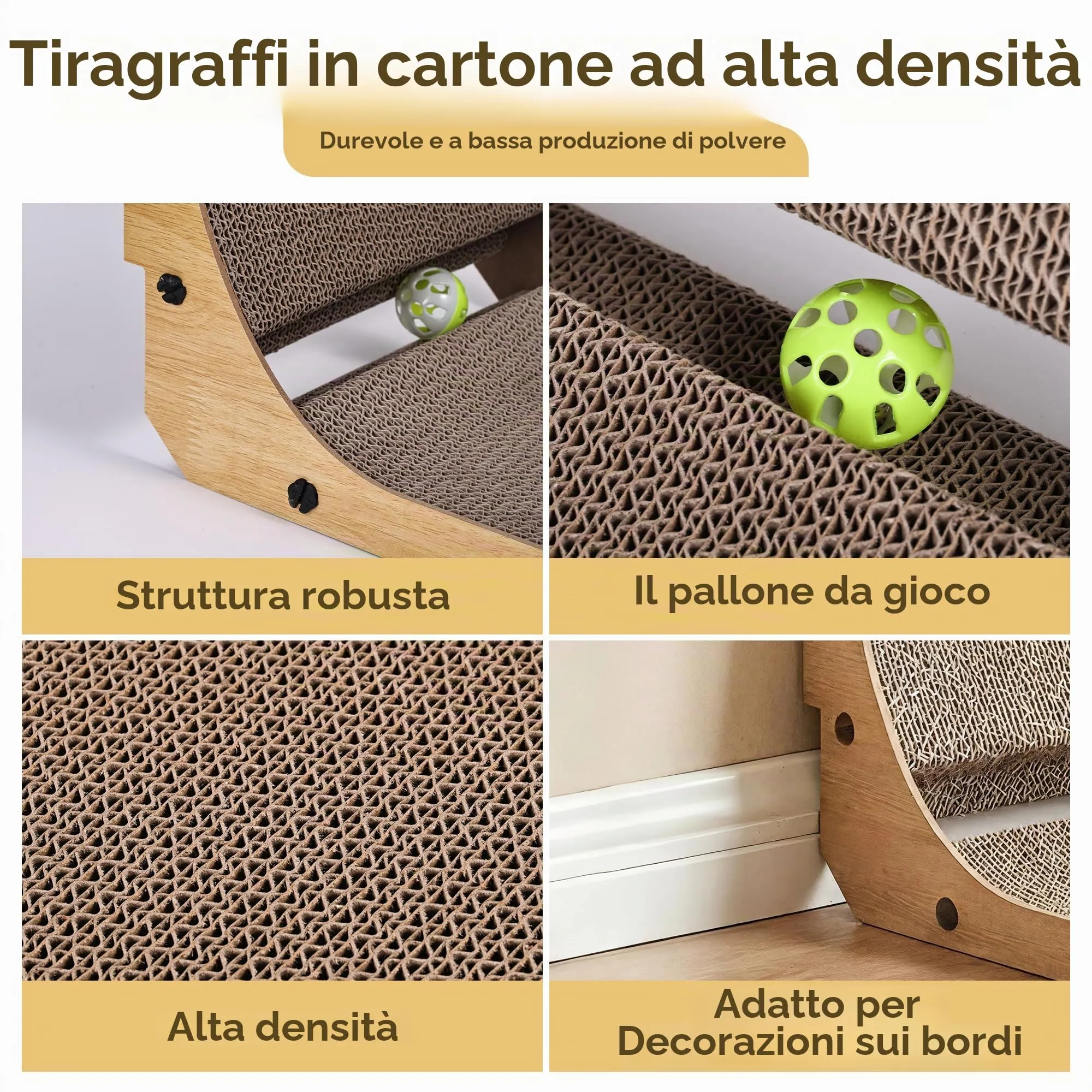 BASVII Tiragraffi per Gatti a Forma di L 68cm Protezione Divano e Parete - immagine 6