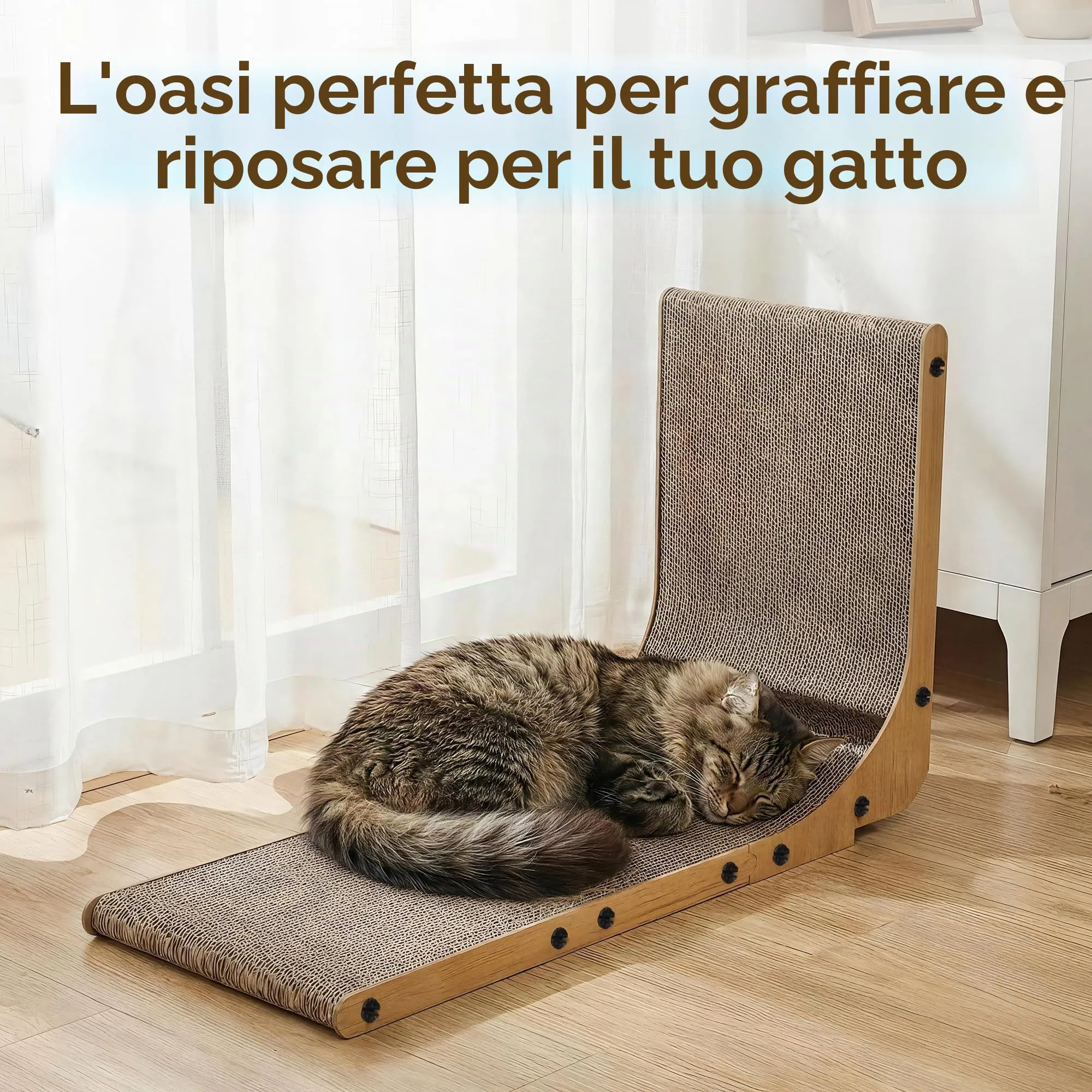 BASVII Tiragraffi per Gatti a Forma di L 68cm Protezione Divano e Parete - immagine 7