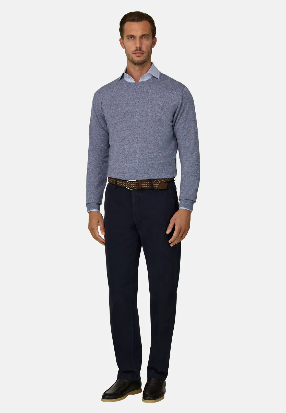 Boggi, Girocollo In Lana Merino Cashwool® Mouliné, Uomo, Azzurro, Taglia: XXL - immagine 2