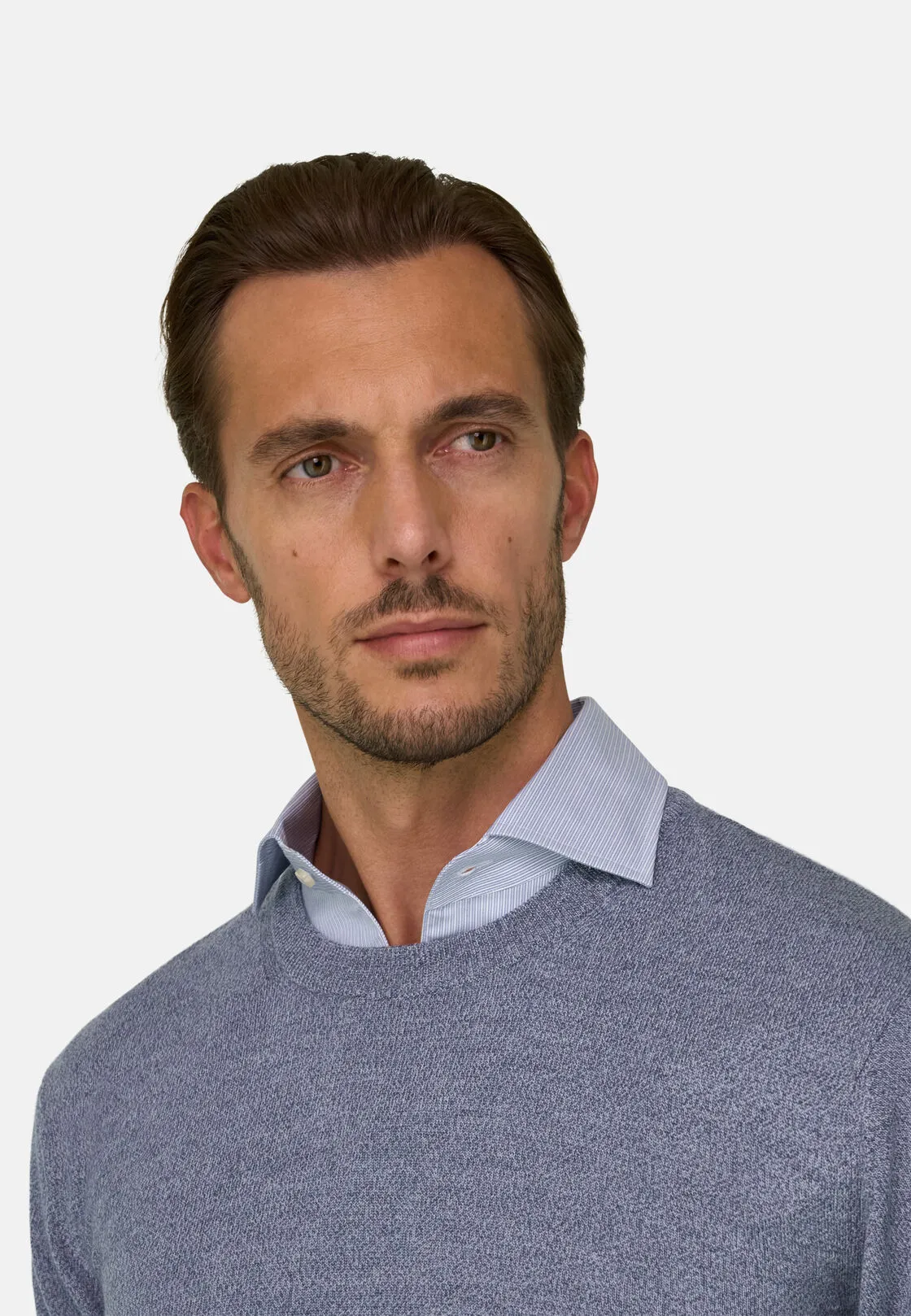 Boggi, Girocollo In Lana Merino Cashwool® Mouliné, Uomo, Azzurro, Taglia: XXL - immagine 3