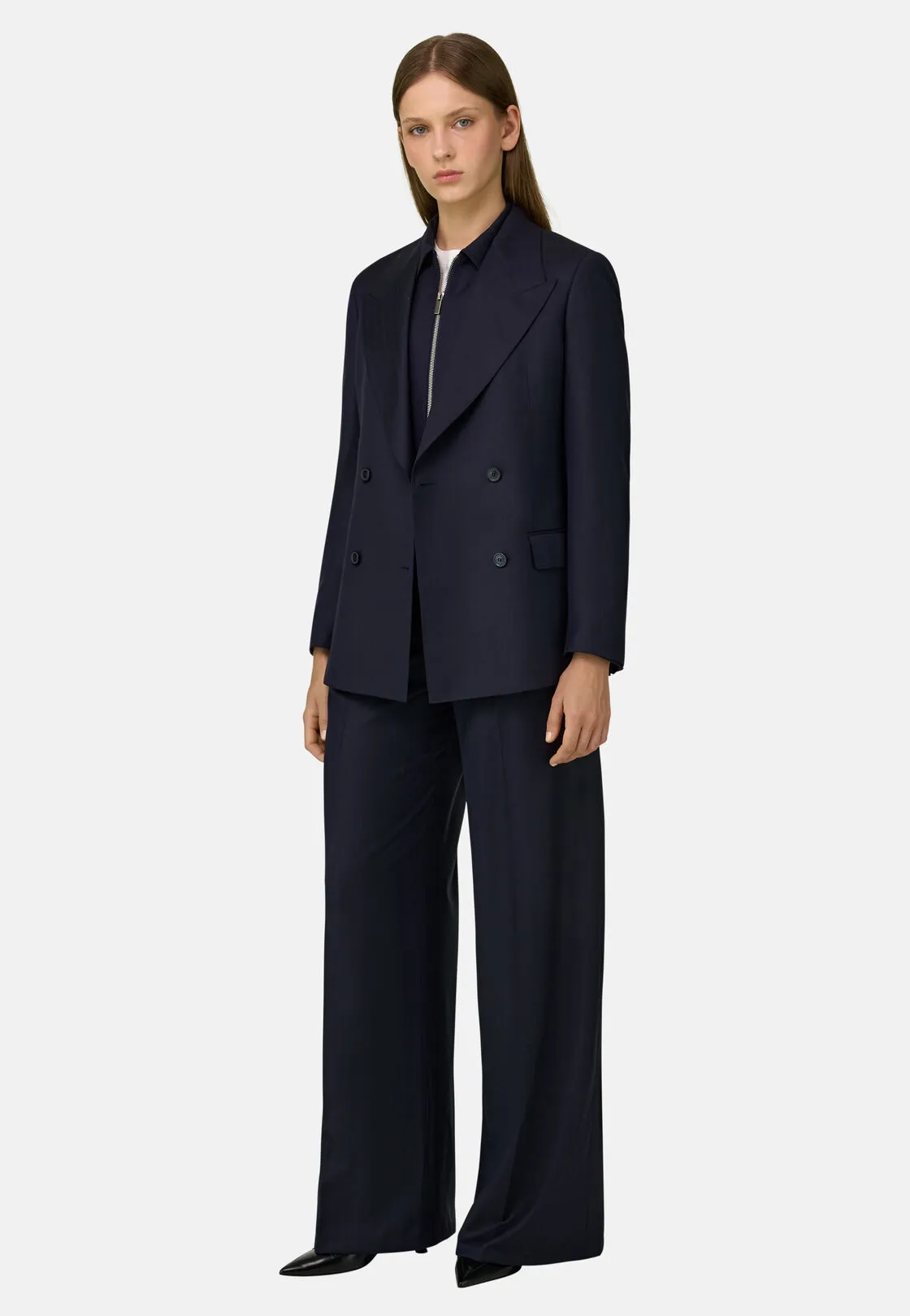 Boggi, Giacca Doppiopetto In Lana Gessata, Donna, Navy, Taglia: XS - immagine 2
