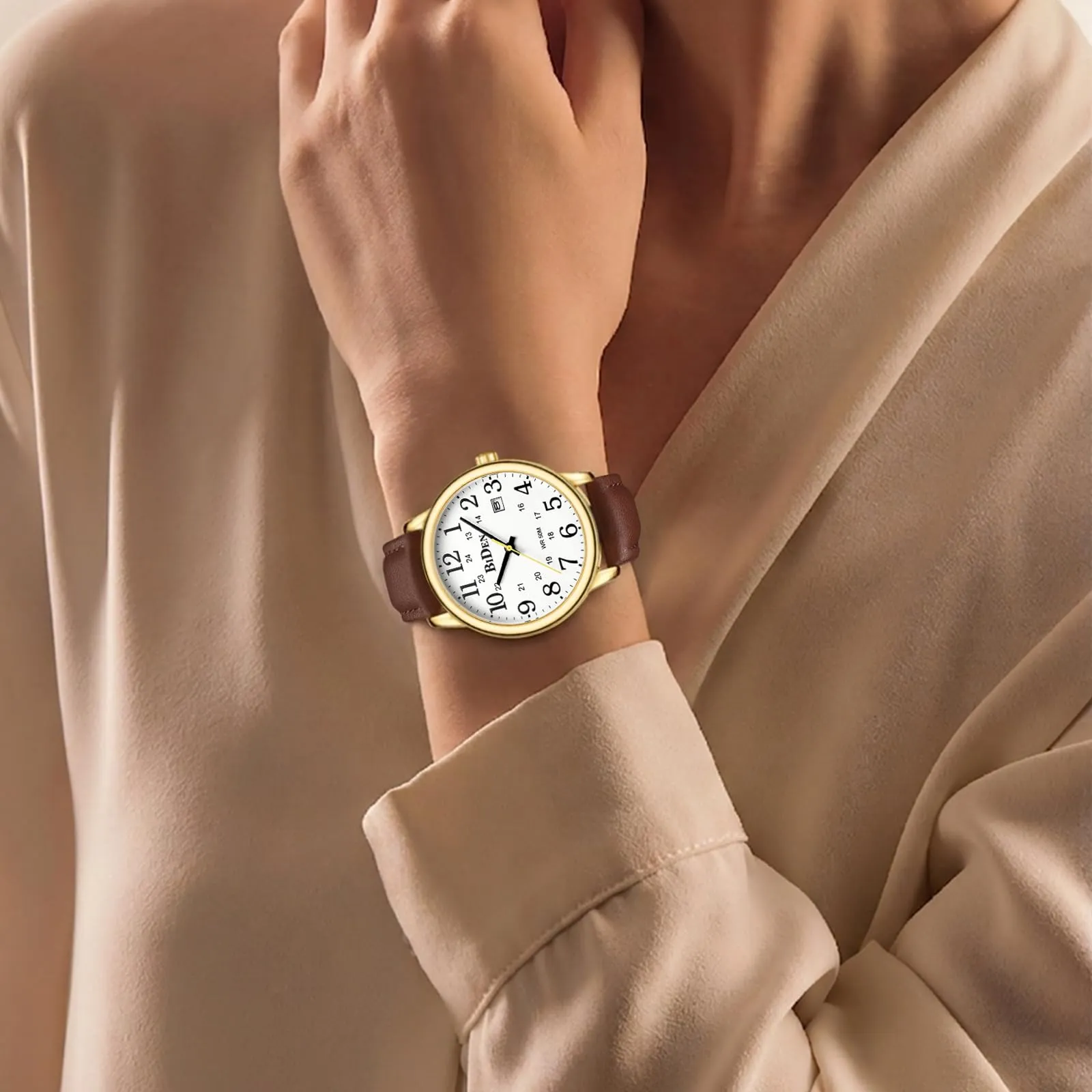 HANPOSH Orologio Uomo Analogico al Quarzo Impermeabile in Pelle - immagine 6