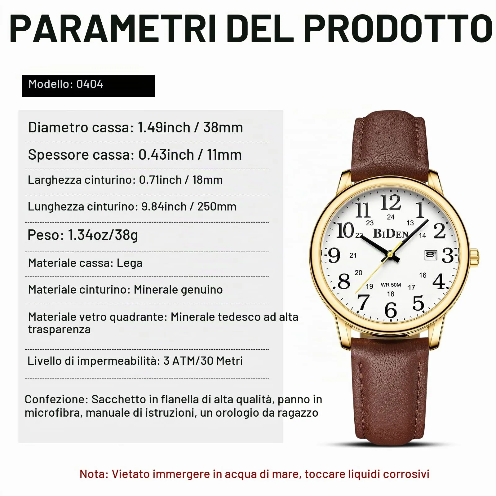 HANPOSH Orologio Uomo Analogico al Quarzo Impermeabile in Pelle - immagine 8