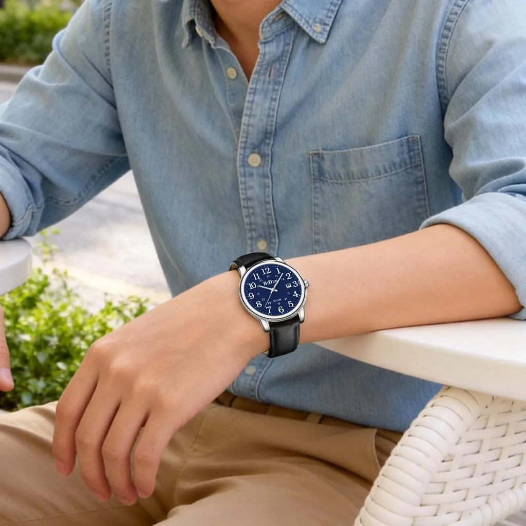 HANPOSH Orologio Uomo Analogico al Quarzo Impermeabile in Pelle - immagine 5