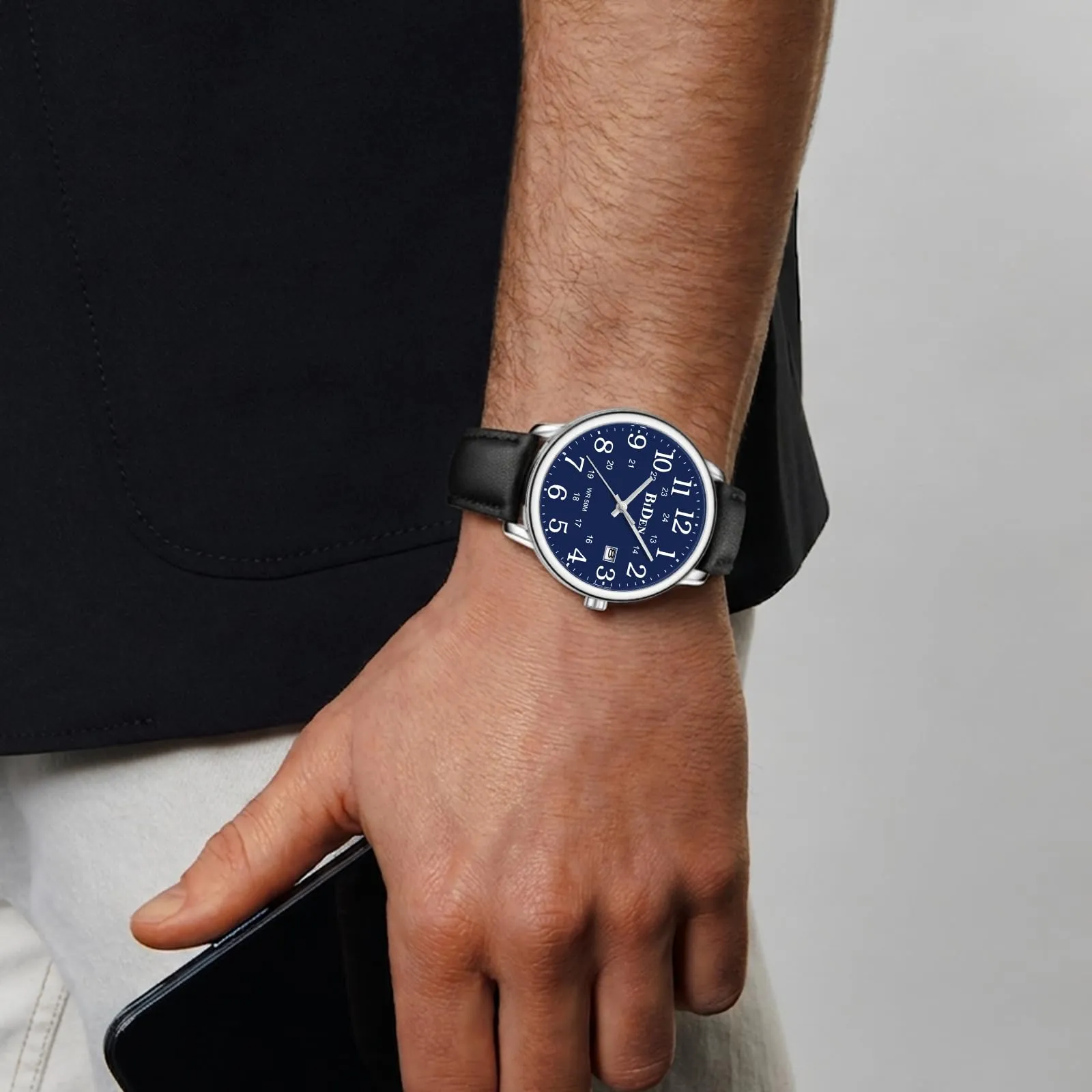 HANPOSH Orologio Uomo Analogico al Quarzo Impermeabile in Pelle - immagine 6