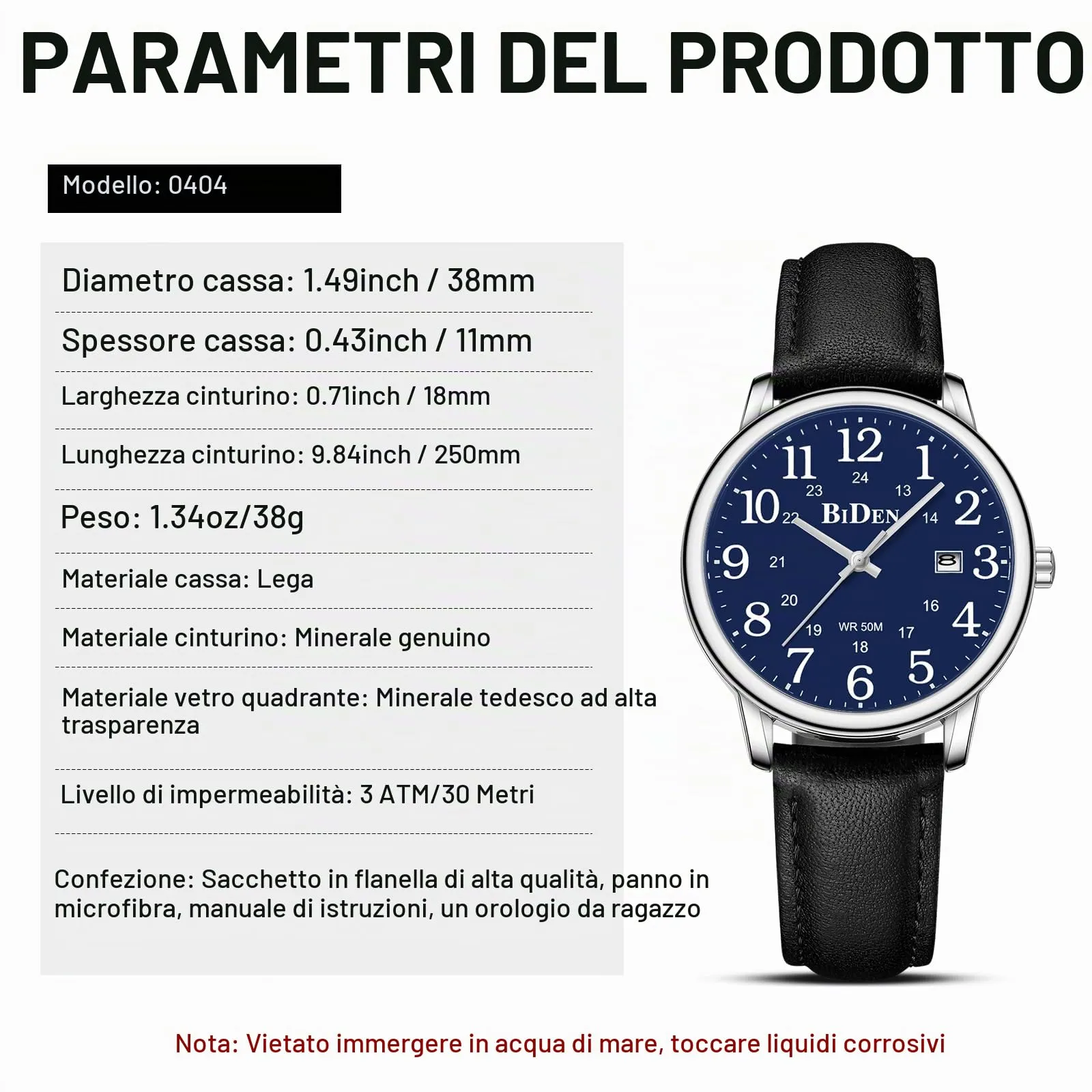 HANPOSH Orologio Uomo Analogico al Quarzo Impermeabile in Pelle - immagine 8