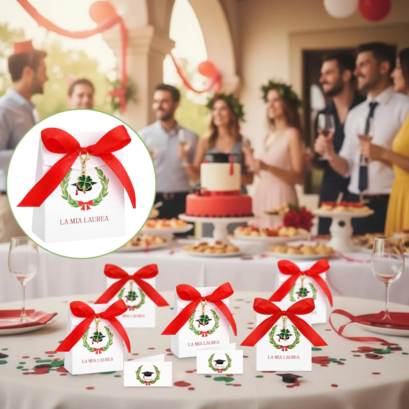 BBTO Bomboniere Laurea 50 Pezzi con Scatoline Portaconfetti, Quadrifoglio - immagine 6
