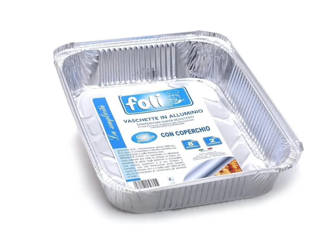 Contenitore in Alluminio 8 Porzioni con Coperchio - Set da 2 Pezzi - immagine 1