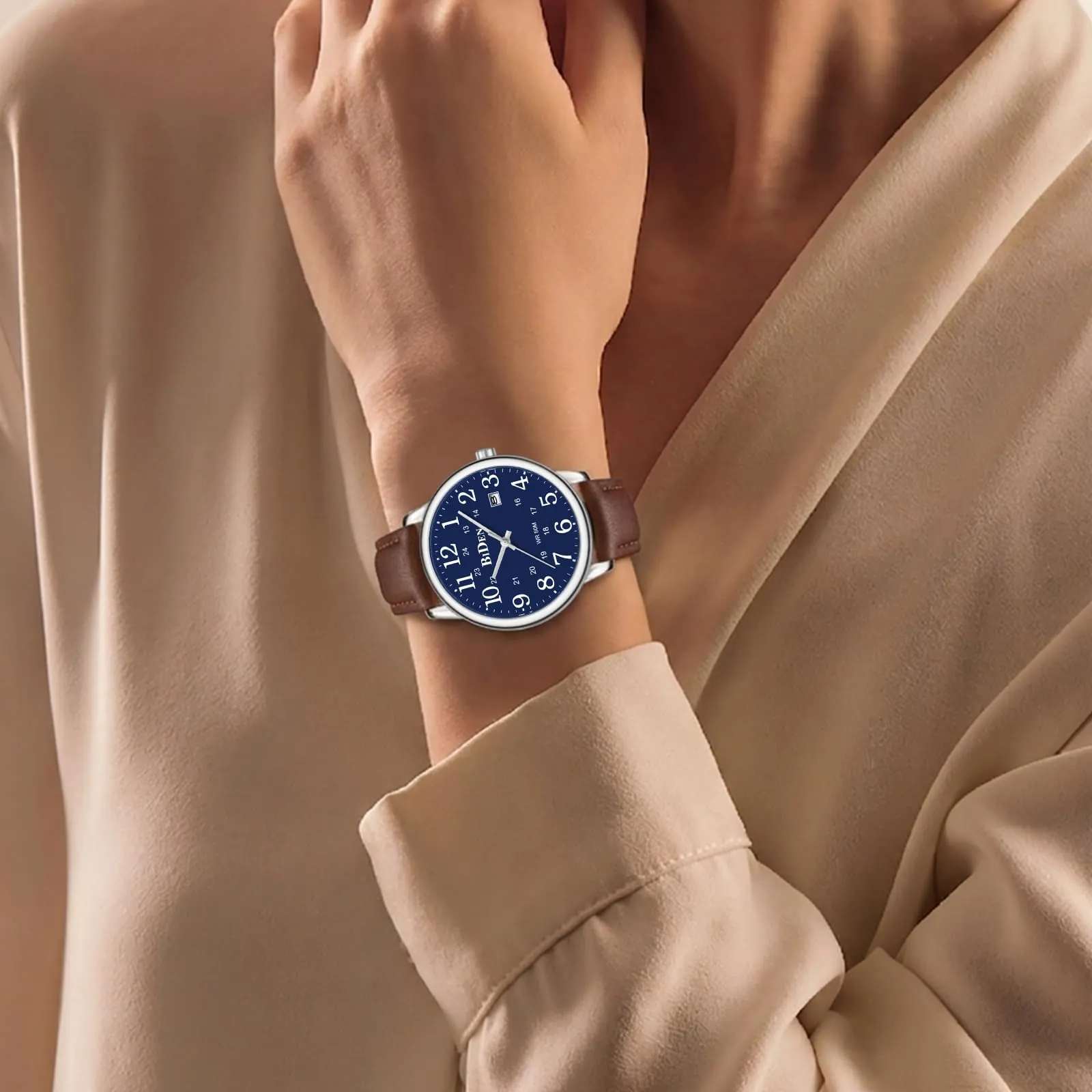 HANPOSH Orologio Uomo Analogico al Quarzo Impermeabile in Pelle - immagine 6