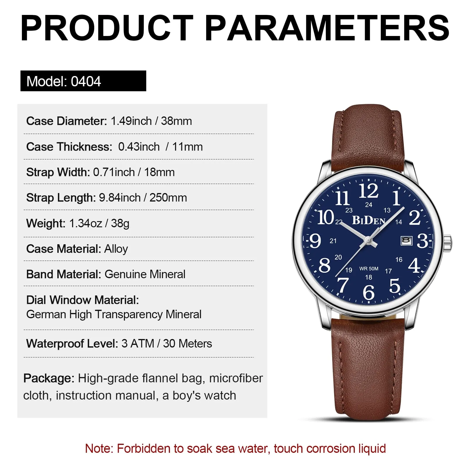HANPOSH Orologio Uomo Analogico al Quarzo Impermeabile in Pelle - immagine 8