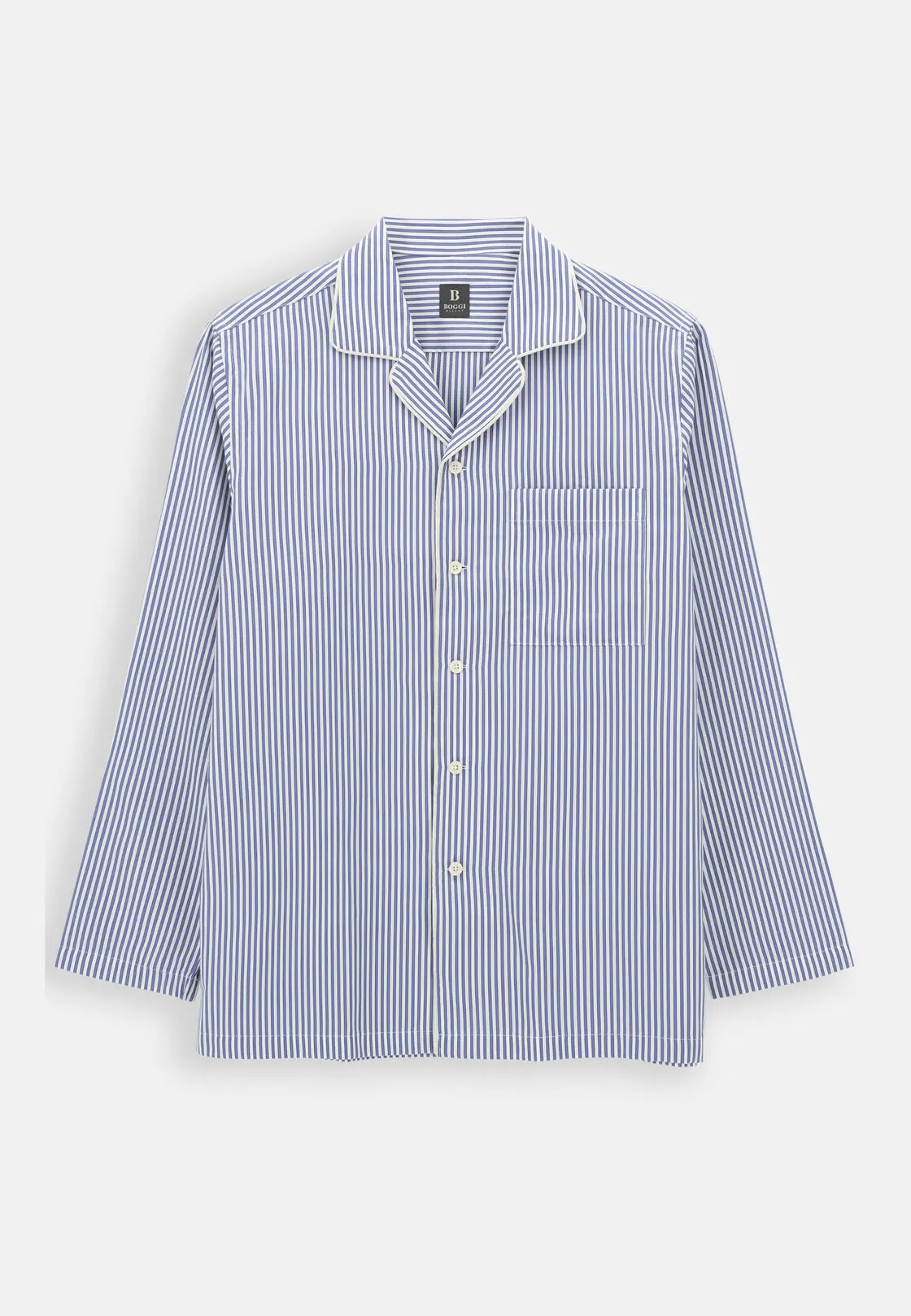 Boggi, Pigiama Motivo Gessato In Popeline Di Cotone, Uomo, Navy, Taglia: XL - immagine 5