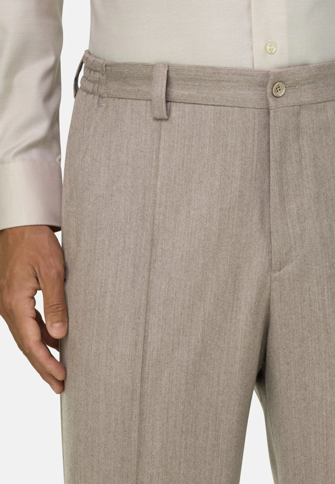 Boggi, Pantaloni In Lana Cashmere Melange, Uomo, Sabbia, Taglia: 46 - immagine 3