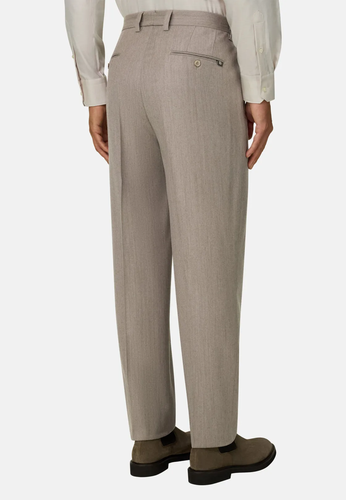 Boggi, Pantaloni In Lana Cashmere Melange, Uomo, Sabbia, Taglia: 46 - immagine 5
