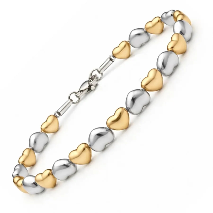SAGA GIOIELLI® Bracciale donna cuori in Acciaio Inox - Regalo donna Fidanzata Moglie Acciaio - Confezione Regalo - Regalo San Valentino (Bicolor) - immagine 1