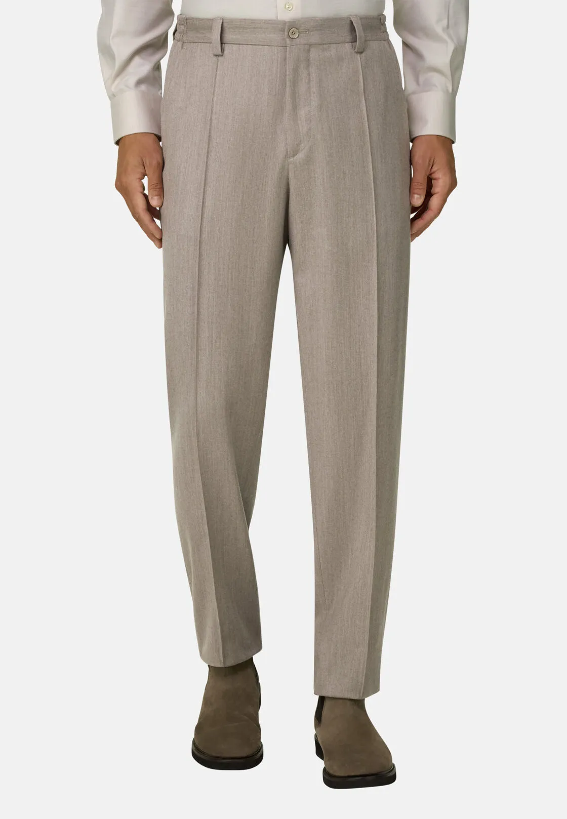 Boggi, Pantaloni In Lana Cashmere Melange, Uomo, Sabbia, Taglia: 58 - immagine 1