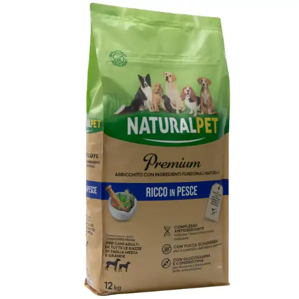 NaturalPet Premium Adult Medium/Large Pesce 12 kg - Crocchette naturali cane - immagine 1