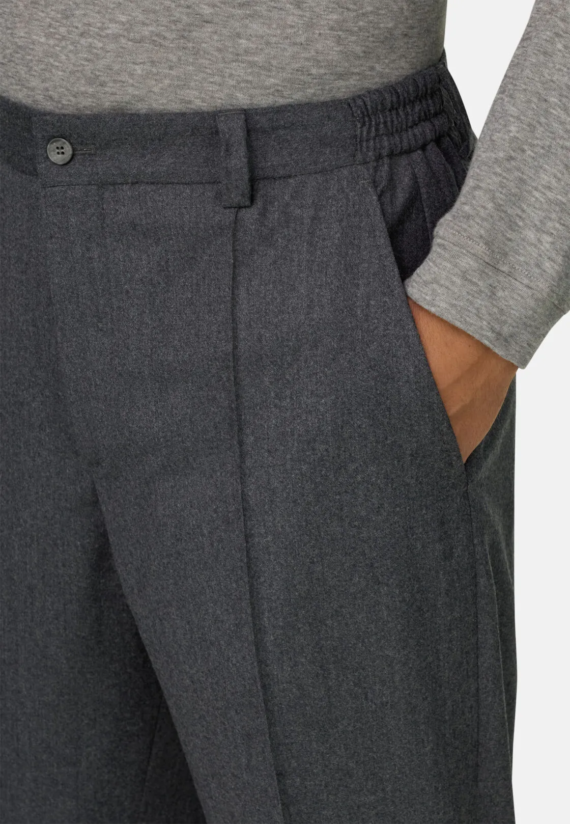 Boggi, Pantaloni In Lana Cashmere Melange, Uomo, Grigio, Taglia: 48 - immagine 3