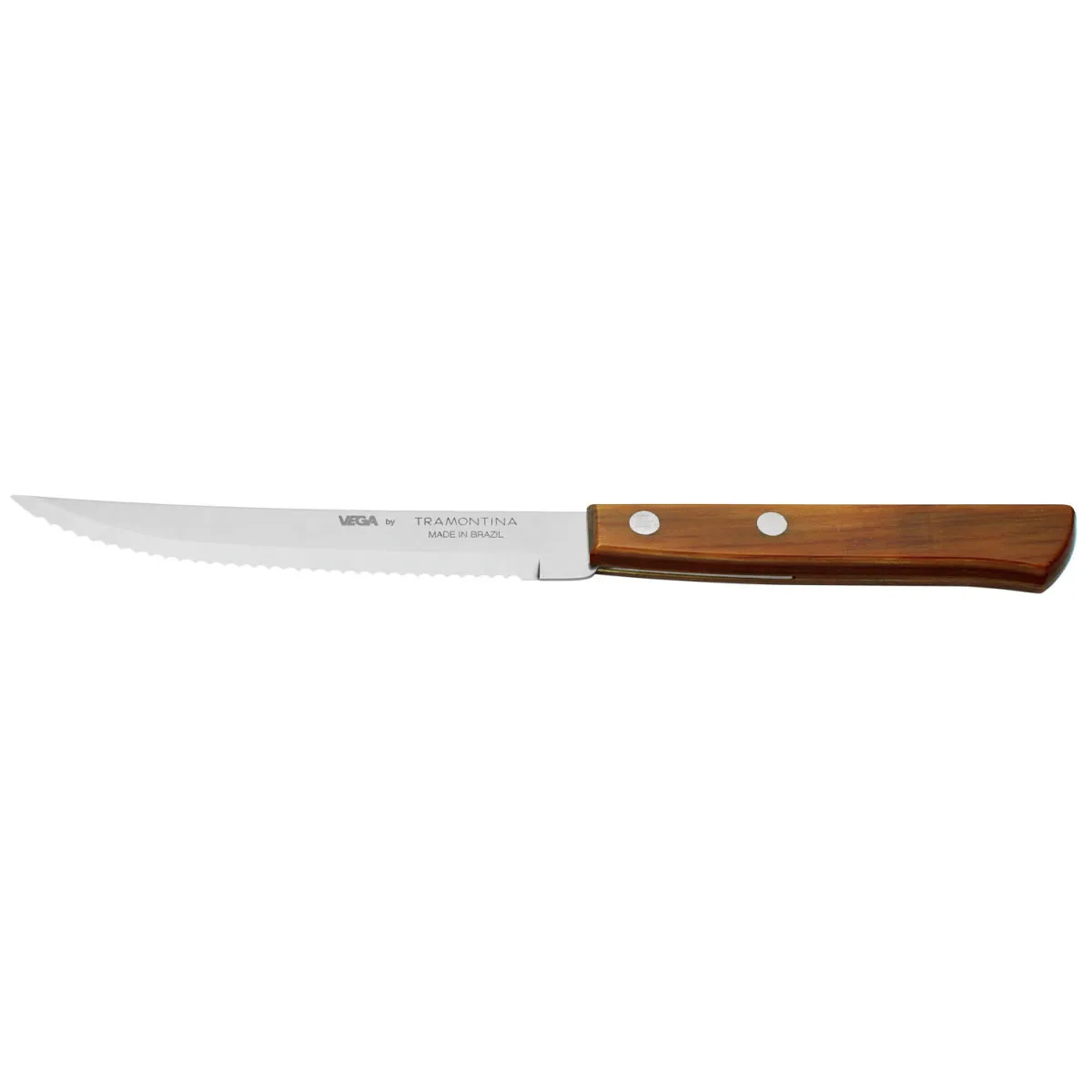 12x VEGA Coltello per pizza e bistecca Picanha; 21.5 cm (L); argento, manico marrone chiaro; 12 pz. / Pacco - immagine 1