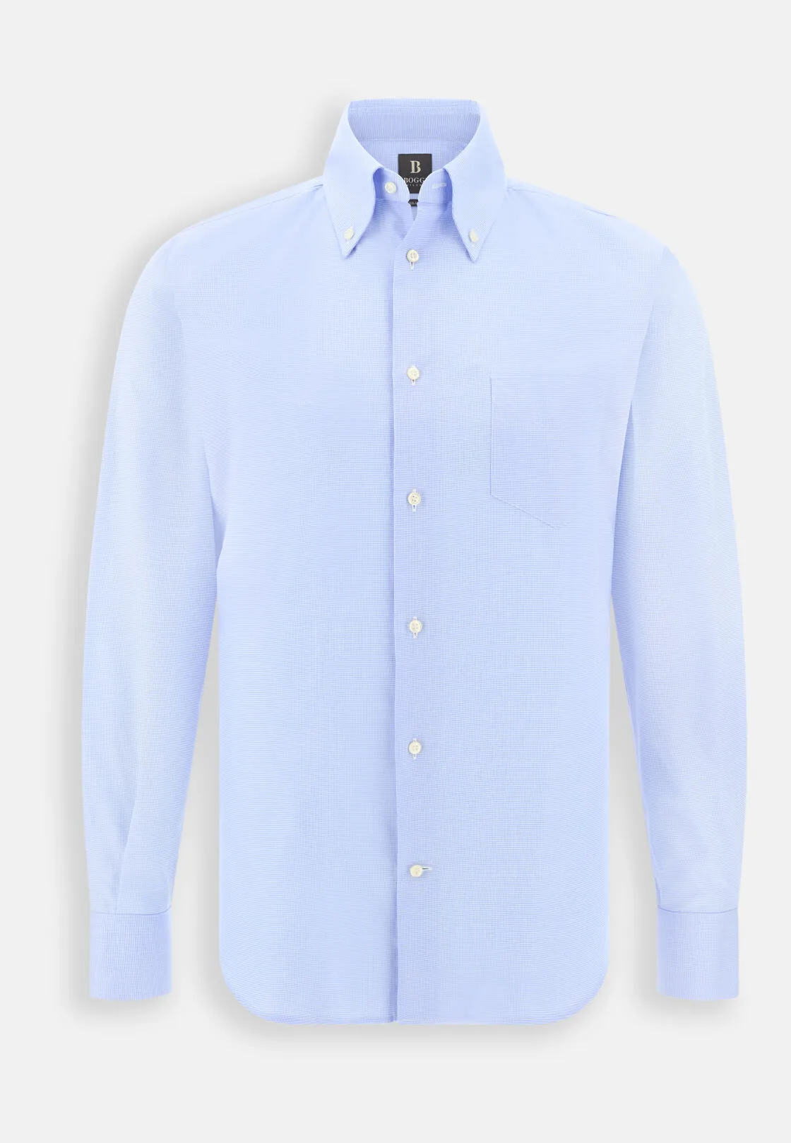 Boggi, Camicia In Dobby Di Cotone Regular Fit, Uomo, Azzurro, Taglia: 44 - immagine 6