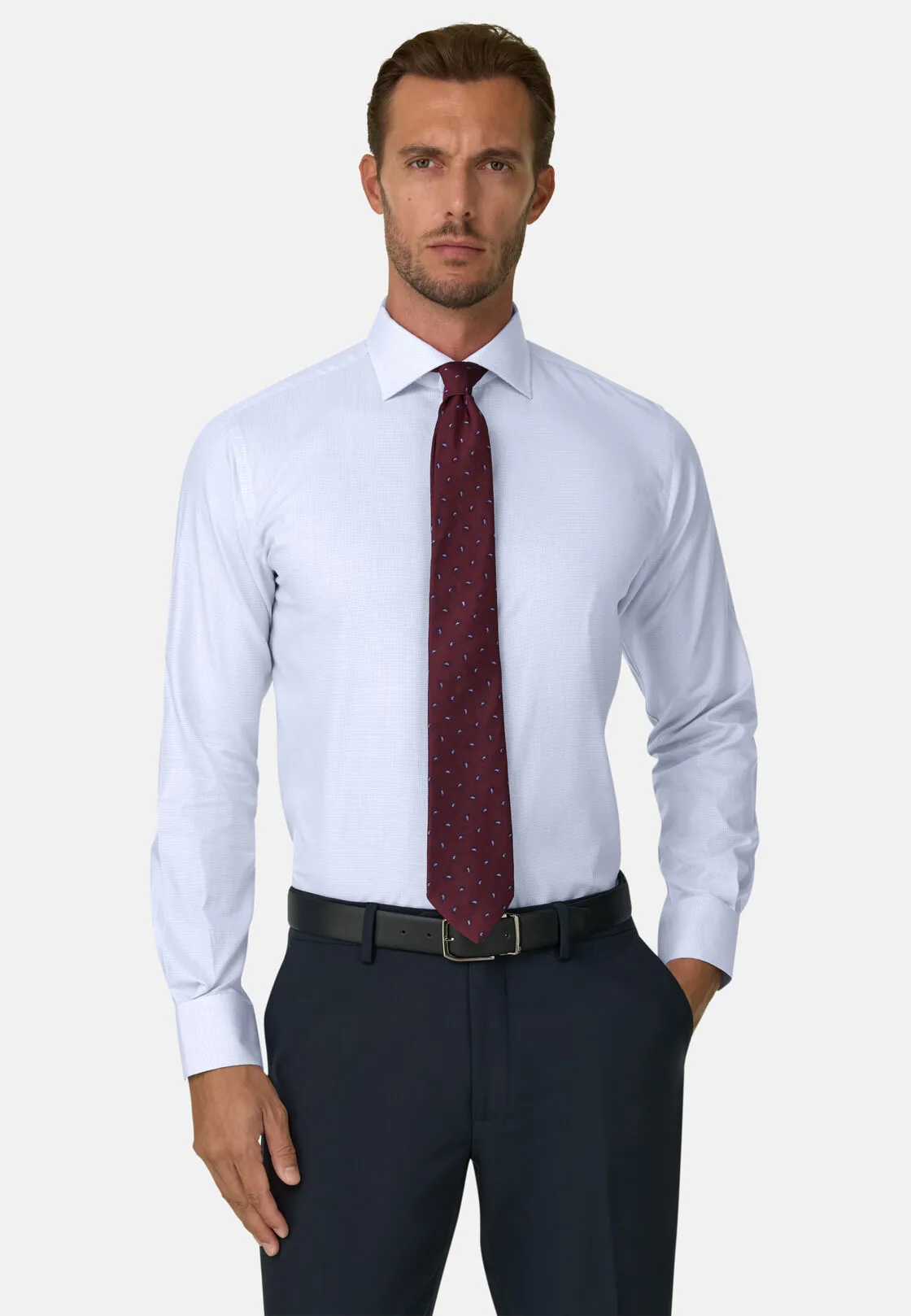 Boggi, Camicia A Quadretti In Twill Di Cotone Regular Fit, Uomo, Azzurro, Taglia: 45 - immagine 1