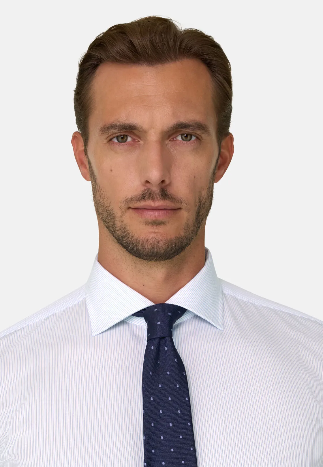 Boggi, Camicia A Righe In Dobby Di Cotone Regular Fit, Uomo, Azzurro, Taglia: 37 - immagine 3