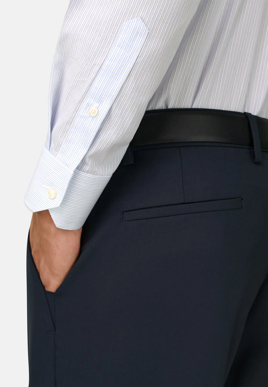 Boggi, Camicia A Righe In Dobby Di Cotone Regular Fit, Uomo, Azzurro, Taglia: 42 - immagine 4