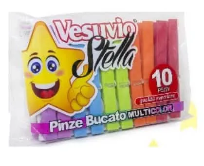Pinze Bucato Multicolore VESUVIO - Set da 10 Pezzi - immagine 1